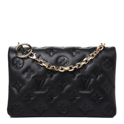 Louis Vuitton Lambskin Embossed Monogram Pochette Coussin Black 1 of 9