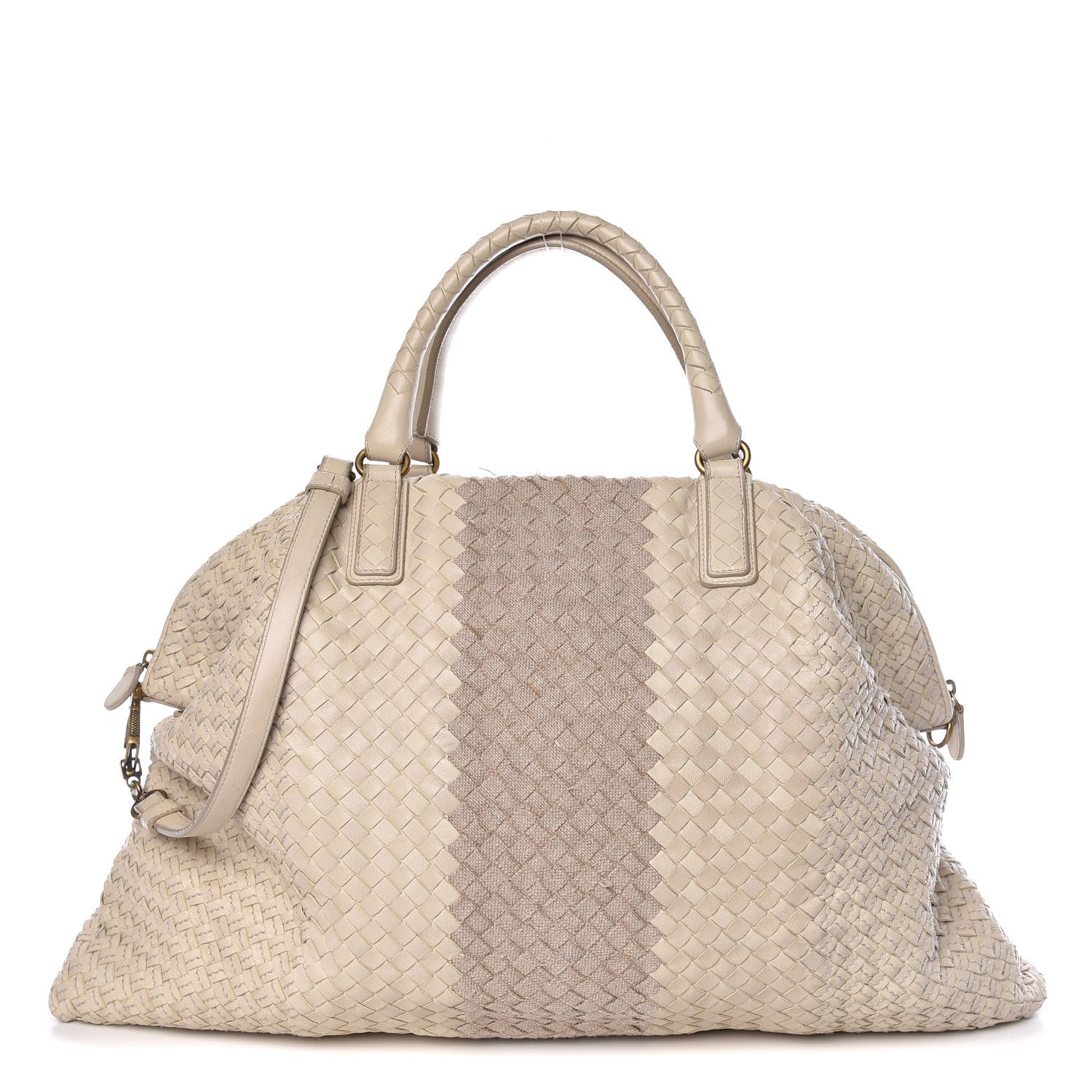 Bottega Veneta Nappa Linen Intrecciato Maxi Convertible Tote Mink 1 of 11