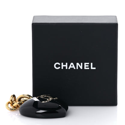 Chanel CHANELResin Crystal CC Heart Bag Charm Black 4 of 4
