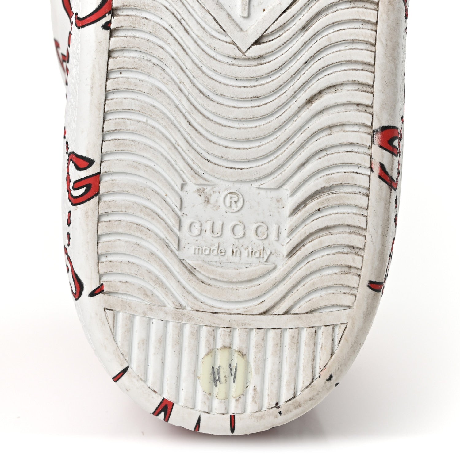 Gucci Calfskin GucciGhost Print Womens Ace Sneakers 40.5 White Hibiscus Red 7 of 10