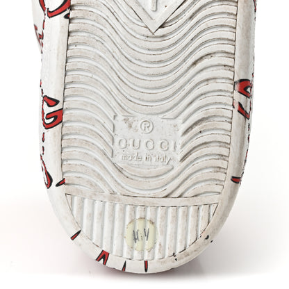 Gucci Calfskin GucciGhost Print Womens Ace Sneakers 40.5 White Hibiscus Red 7 of 10