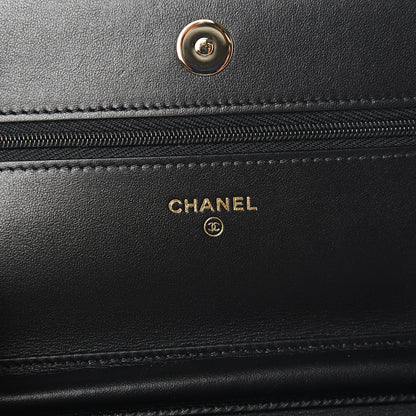 Chanel Tweed Quilted Wallet On Chain WOC Black Ecru White 5 of 11