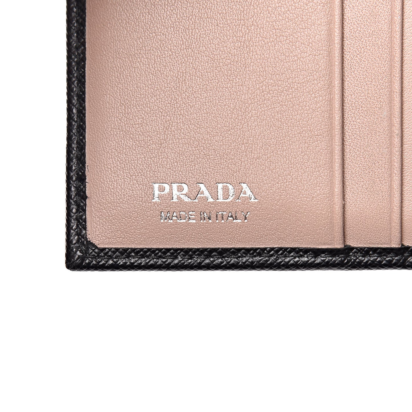 Saffiano Bi-Fold Compact Wallet Black Mughetto