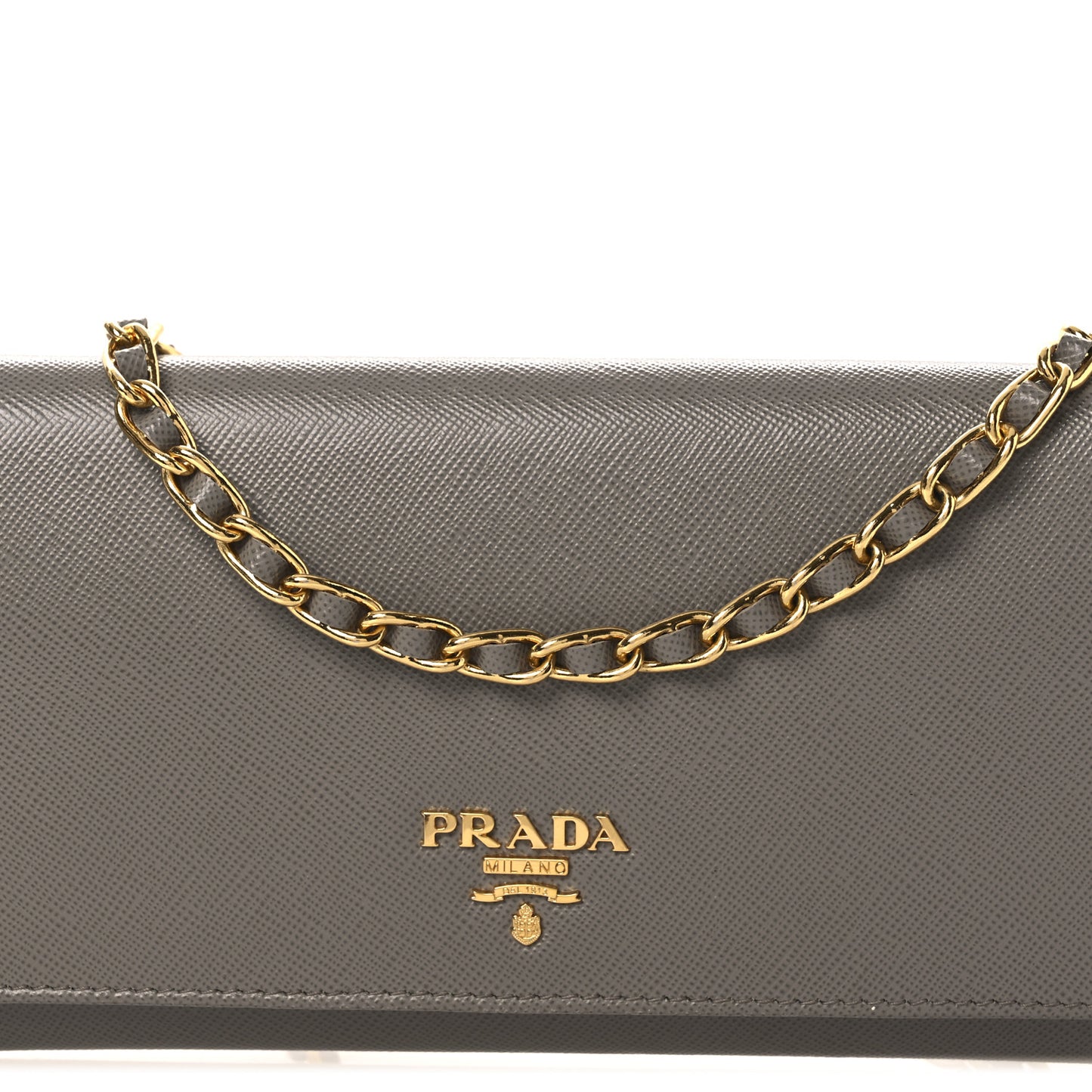 Saffiano Metal Oro Chain Wallet Argilla