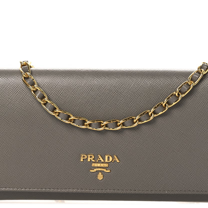 Prada Saffiano Metal Oro Chain Wallet Argilla 8 of 11