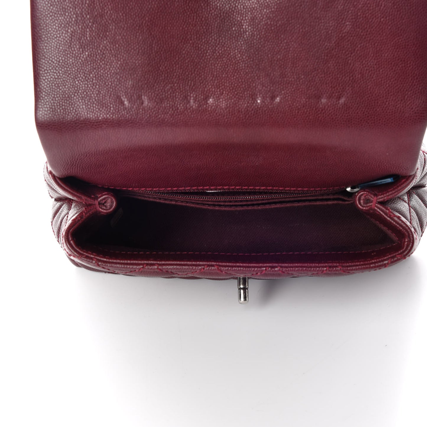 Caviar Quilted Mini Coco Handle Flap Burgundy