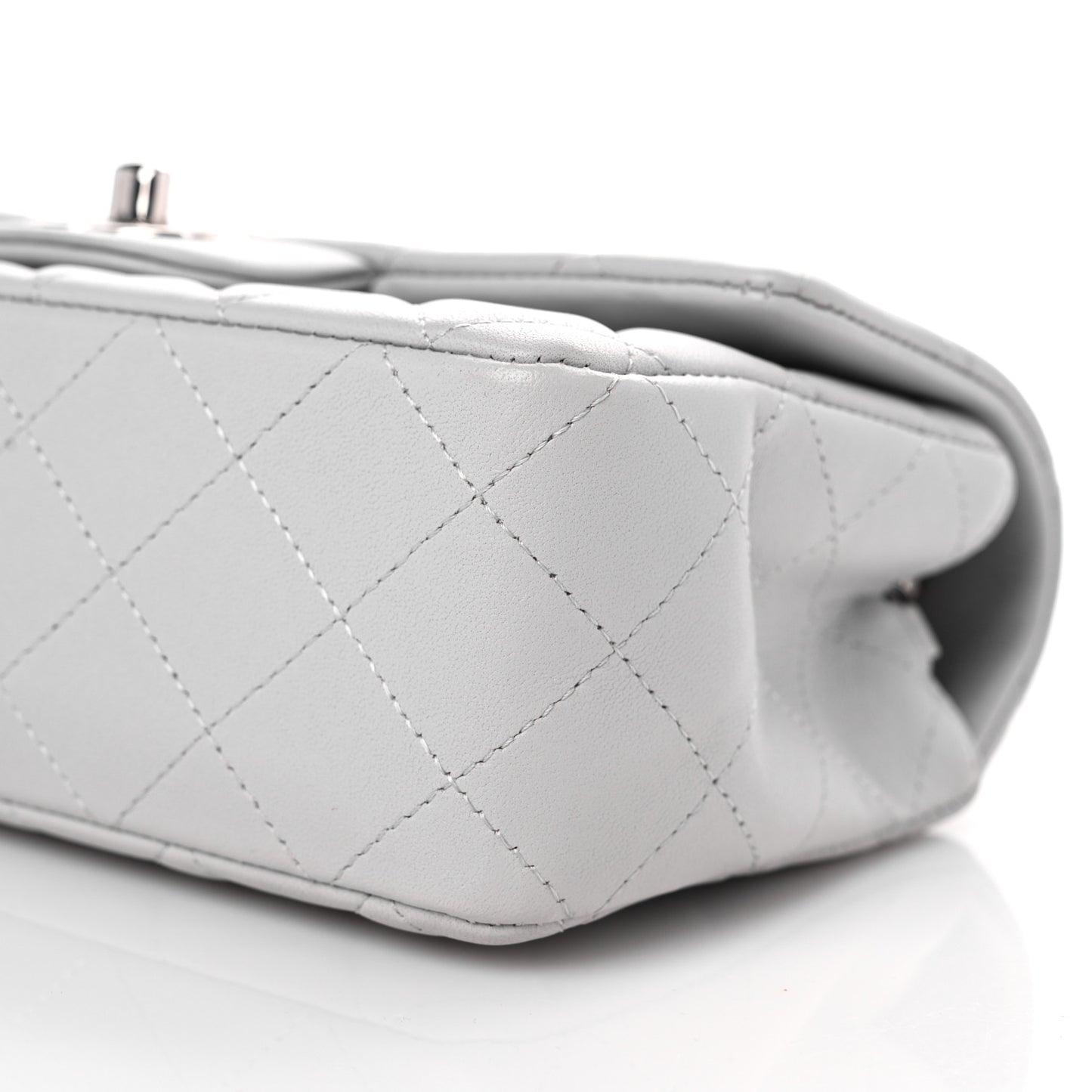 Lambskin Quilted Mini Rectangular Flap Grey