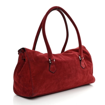 Prada Suede Camoscio Pushlock Easy Satchel Cerise 3 of 11