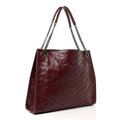 Saint Laurent Crinkled Calfskin Matelasse Monogram Niki Shoulder Bag Rouge Legion 3 of 11