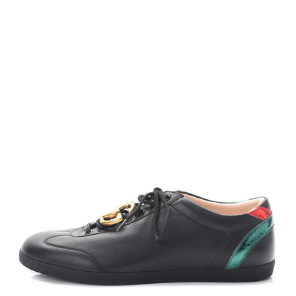 Gucci Calfskin Metallic Ayers Mens Bambi GG Sneakers 9 Black Red Flame Verde 1 of 8