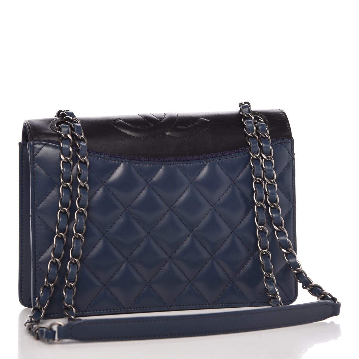 Chanel Calfskin Quilted Ballerine Flap Black Blue 3 of 7