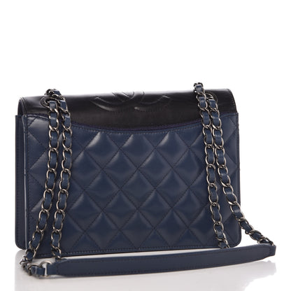Chanel Calfskin Quilted Ballerine Flap Black Blue 3 of 7