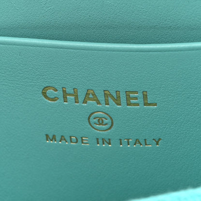 Chanel Caviar Quilted Zip Coin Purse Turquoise 6 of 12