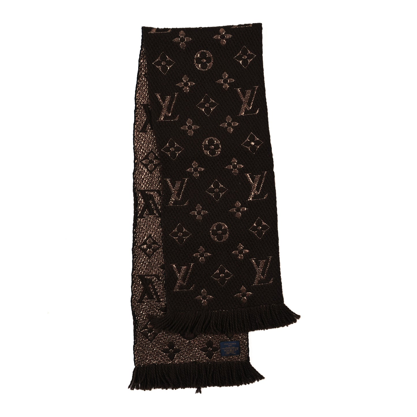 Wool Silk Logomania Shine Scarf Marron