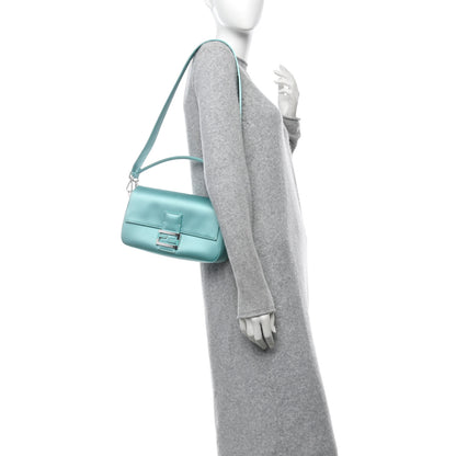 Fendi X TIFFANY Satin Nappa Silver Baguette Blue Tiffany Silver 2 of 13