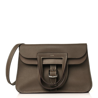 Hermes Taurillon Clemence Halzan 31 GM Etoupe 1 of 10