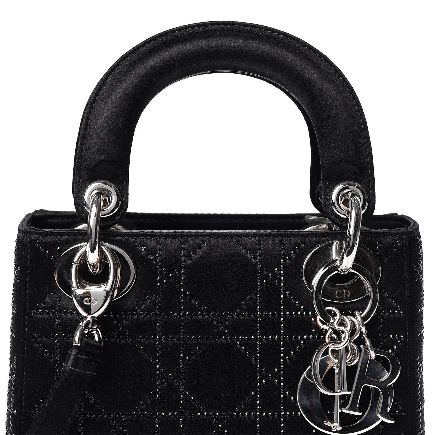 Christian Dior Satin Crystal Cannage Mini Lady Dior Black 6 of 8
