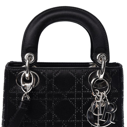 Christian Dior Satin Crystal Cannage Mini Lady Dior Black 6 of 8
