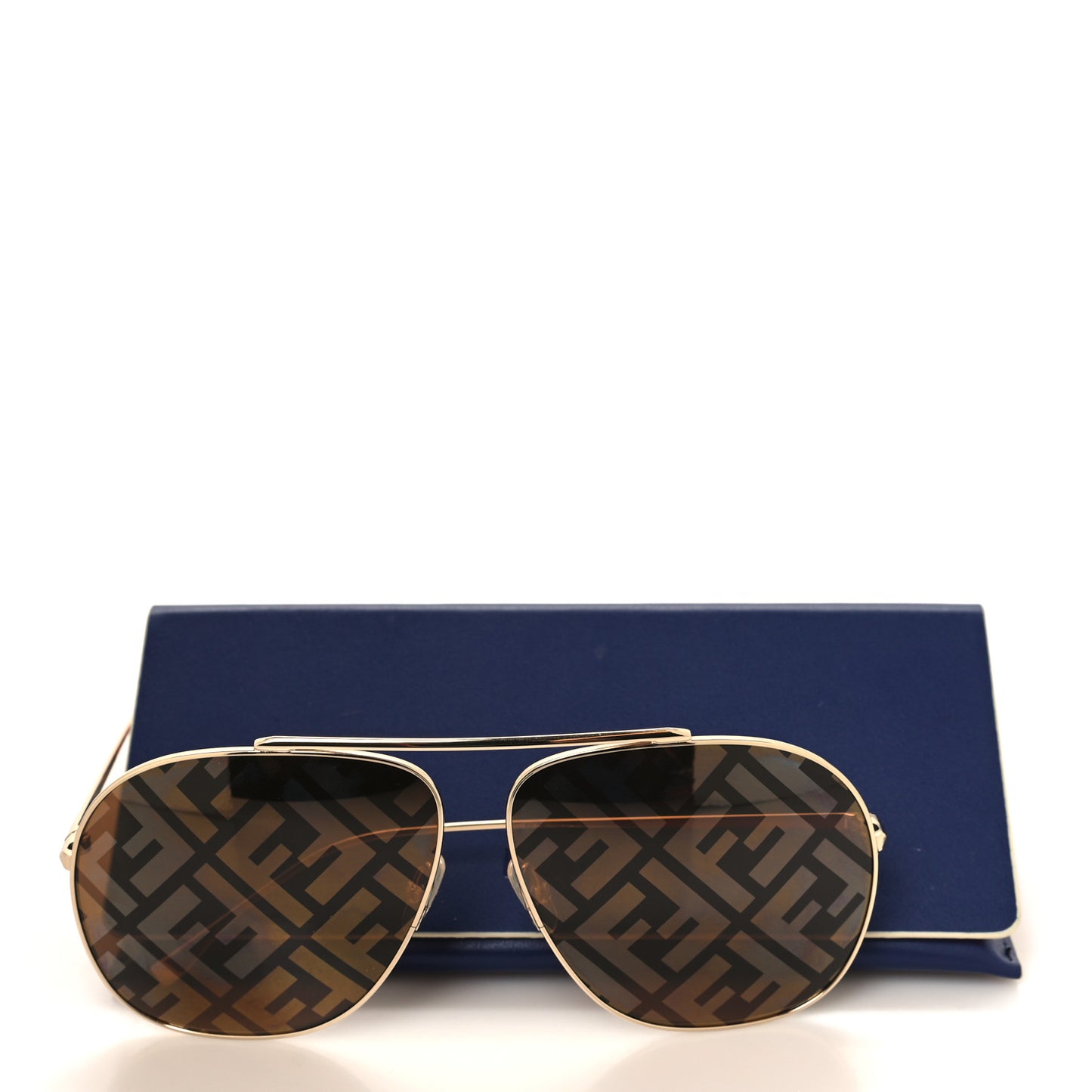 Metal Fendi Forever Aviator Sunglasses FF0407/G/S Gold