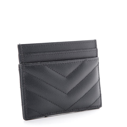 Saint Laurent Grain De Poudre Matelasse Chevron Monogram Credit Card Case Earth 2 of 6