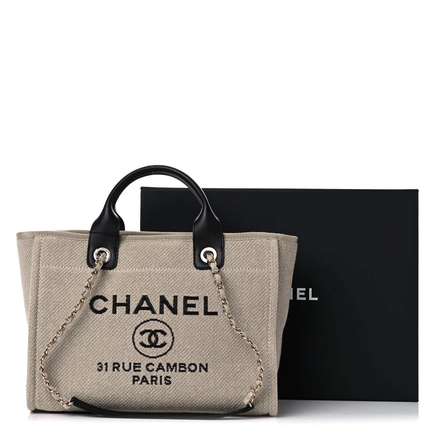 Chanel Mixed Fibers Small Deauville Tote Beige Black 12 of 12