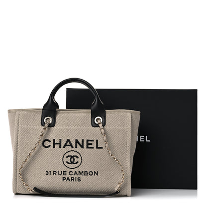 Chanel Mixed Fibers Small Deauville Tote Beige Black 12 of 12
