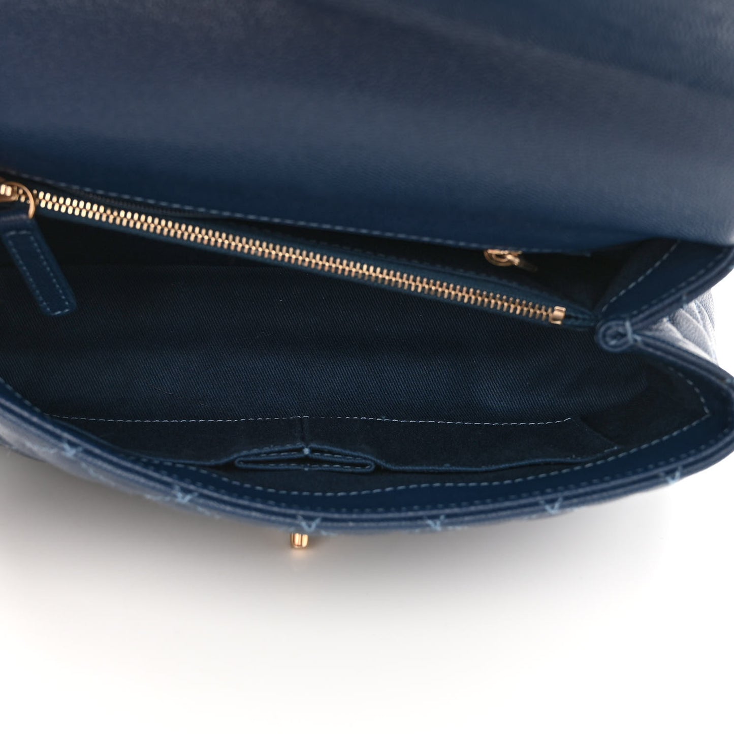 Caviar Quilted Small Coco Handle Flap Dark Blue
