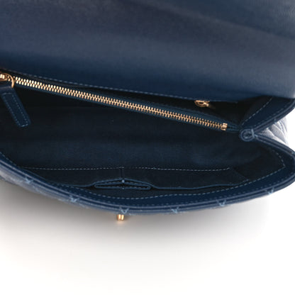 Chanel Caviar Quilted Small Coco Handle Flap Dark Blue 4 of 9