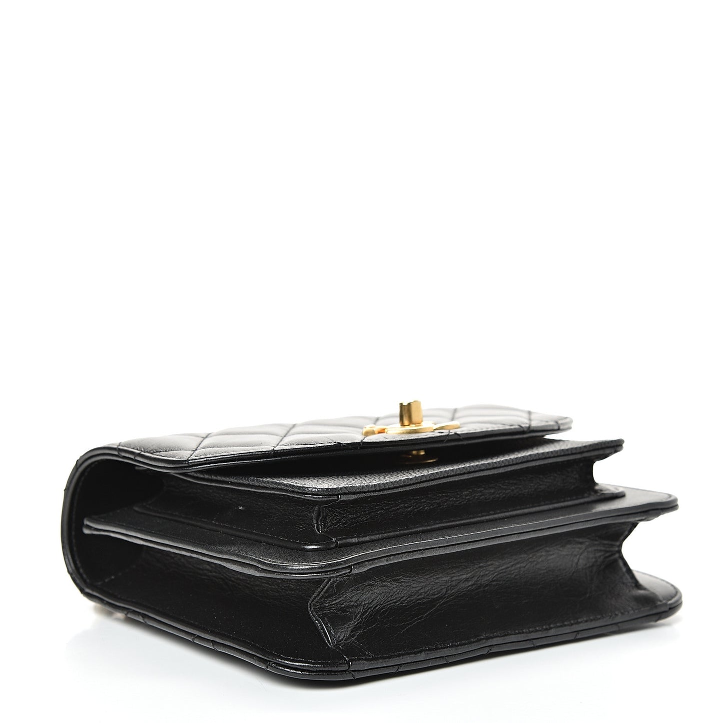 Calfskin Caviar Quilted Mini Chain Handle Flap Black