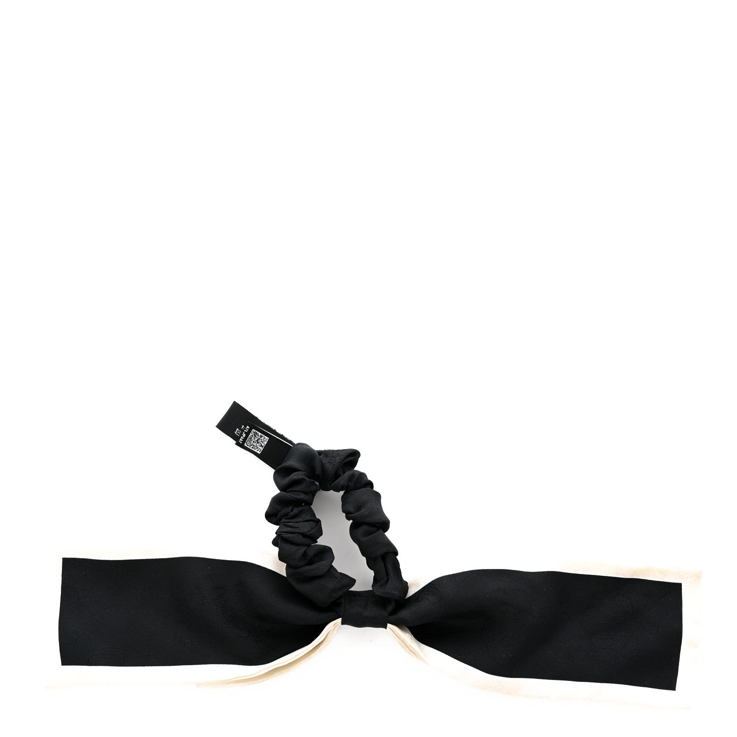 Chanel Silk Hair Tie Black Ivory 2 of 4