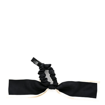 Chanel Silk Hair Tie Black Ivory 2 of 4
