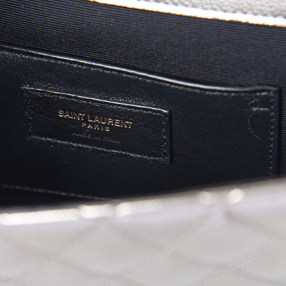 Saint Laurent Grain De Poudre Tri-Quilt Small College Monogram Satchel Piombo 5 of 7