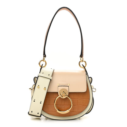 Chloe Calfskin Crocodile Embossed Small Tess Bag White Beige 1 of 11