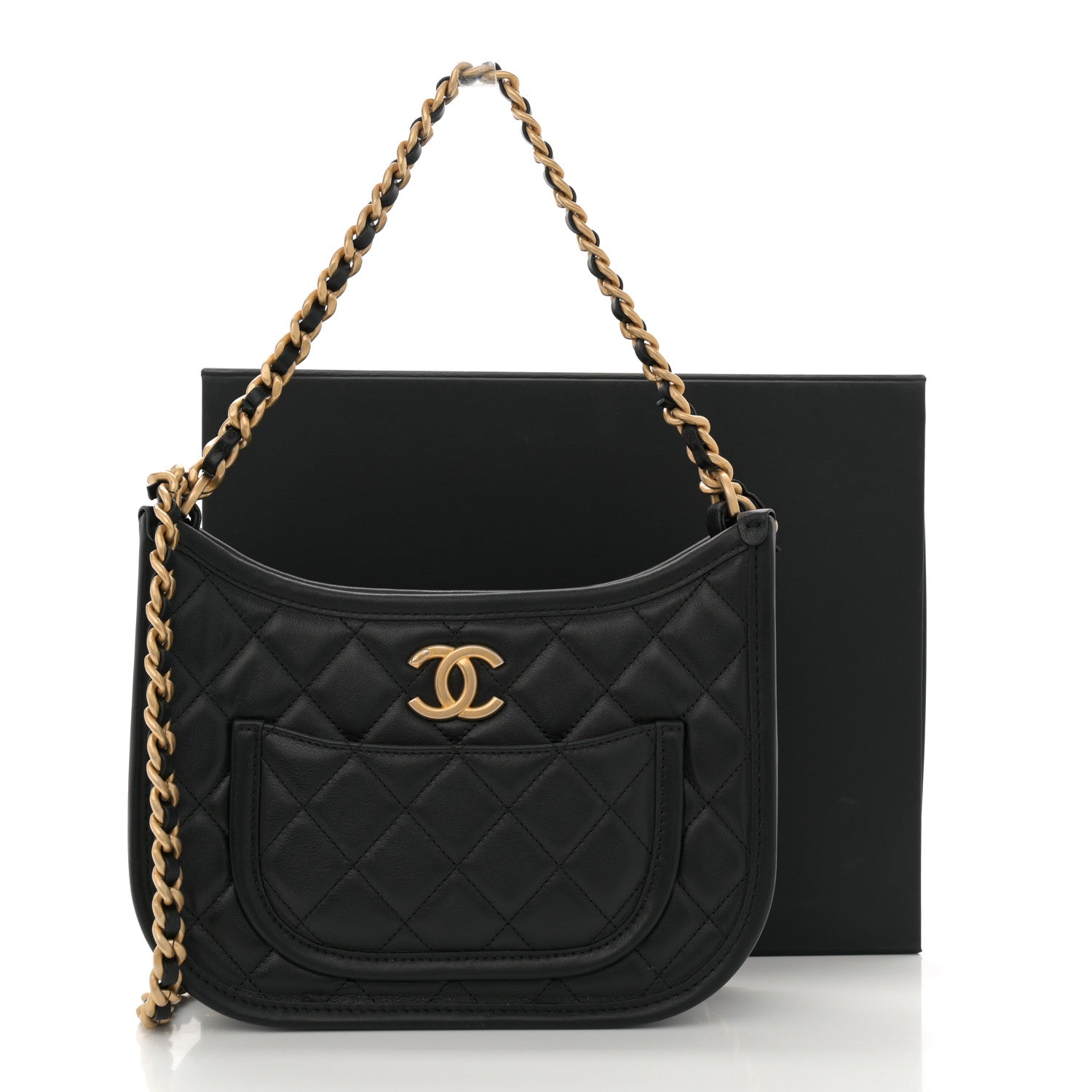 Chanel Calfskin Quilted Hobo Handbag Black 11 of 11