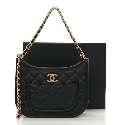 Chanel Calfskin Quilted Hobo Handbag Black 11 of 11