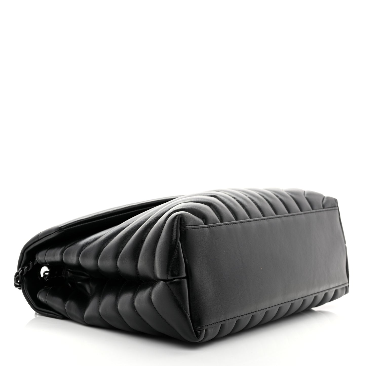 Calfskin Y Quilted Monogram Monochrome Medium Loulou Chain Satchel Black