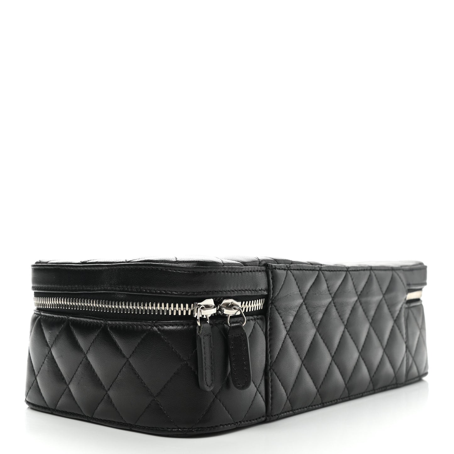 Lambskin Quilted Large Jewelry Case Black