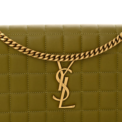 Saint Laurent Lambskin Carre Quilted Cassandre Chain Wallet Olive Drab 8 of 10