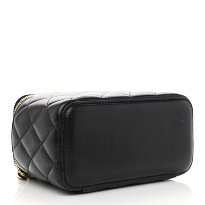 Chanel Lambskin Quilted Small Vanity Case With Chain Black 4 of 11