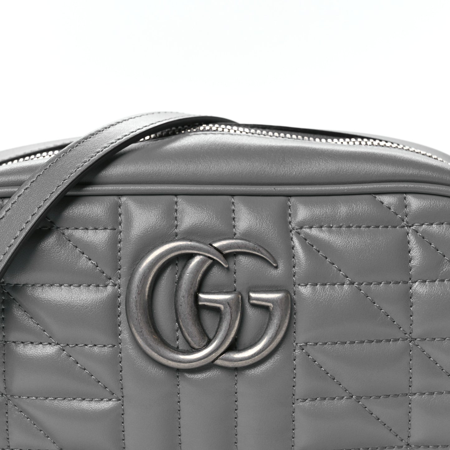 Calfskin Matelasse Aria Small GG Marmont Chain Shoulder Bag Deep Grey