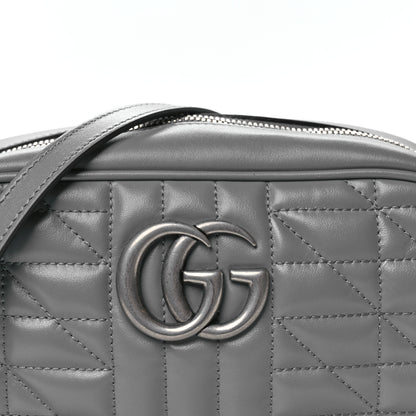 Gucci Calfskin Matelasse Aria Small GG Marmont Chain Shoulder Bag Deep Grey 8 of 10