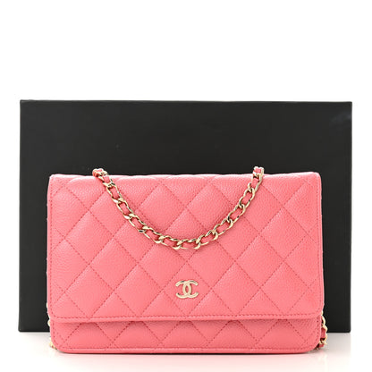 Chanel Caviar Quilted Wallet on Chain WOC Pink 12 of 12