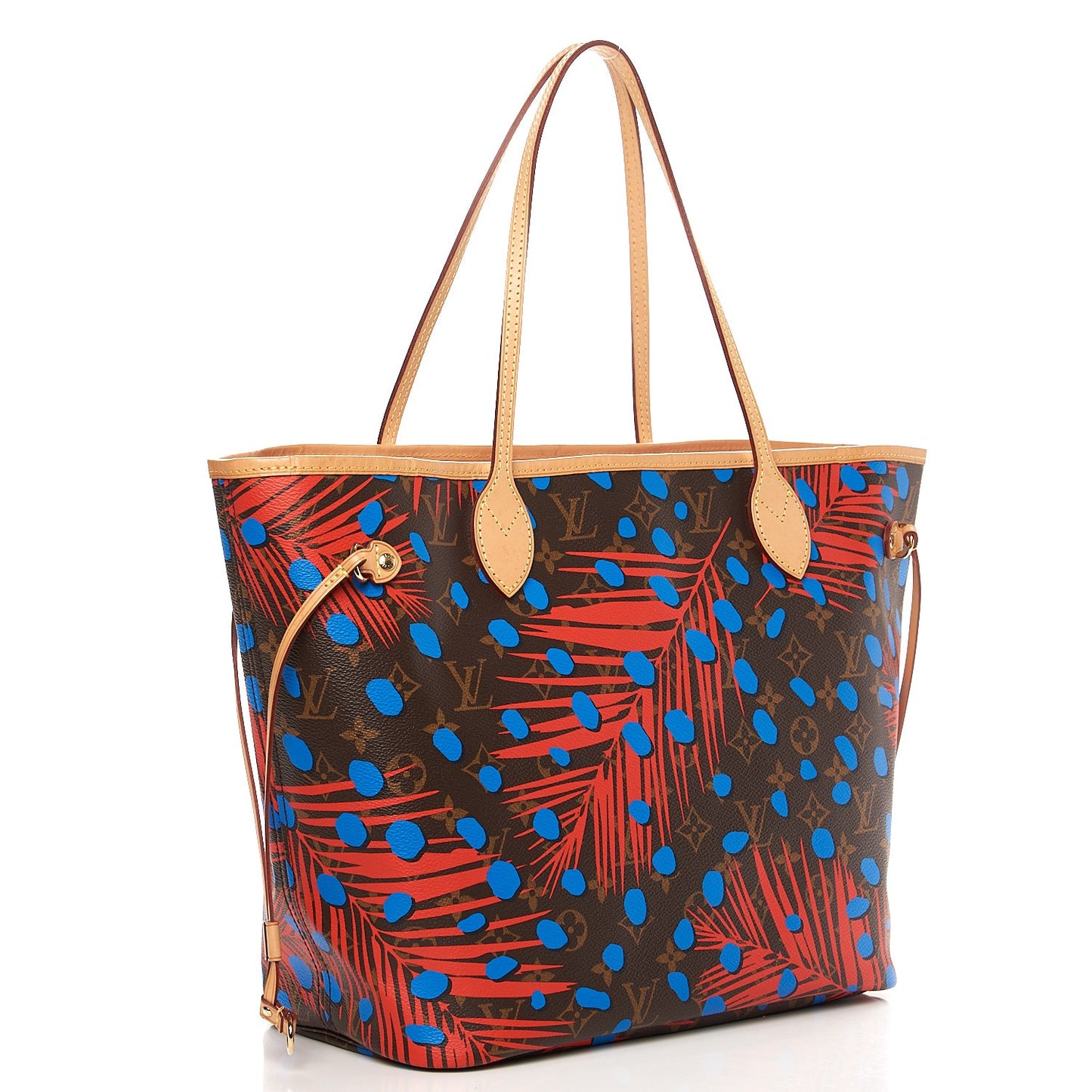 Monogram Jungle Dots Neo Neverfull MM Coquelicot Denim