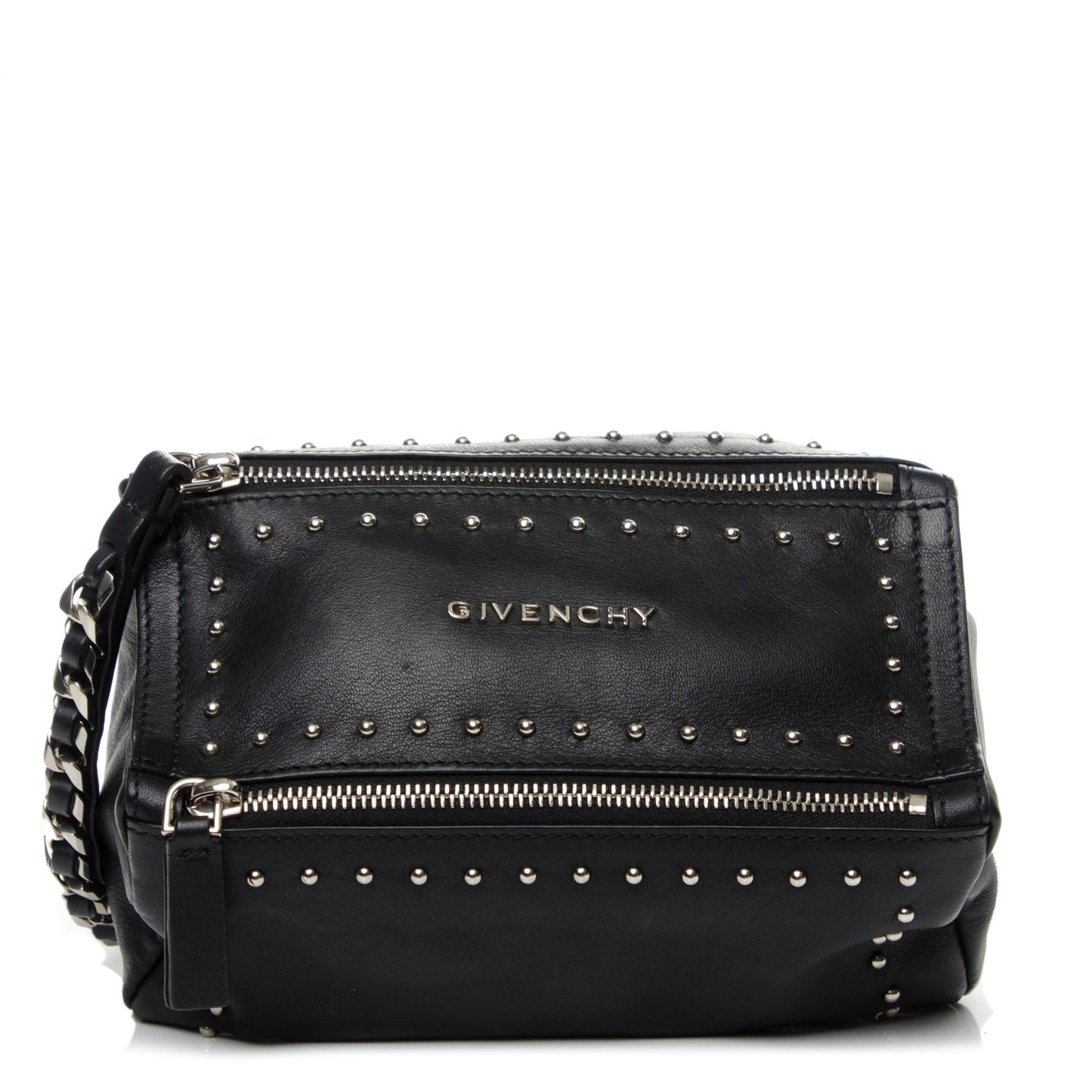 Calfskin Studded Pandora Wristlet Black