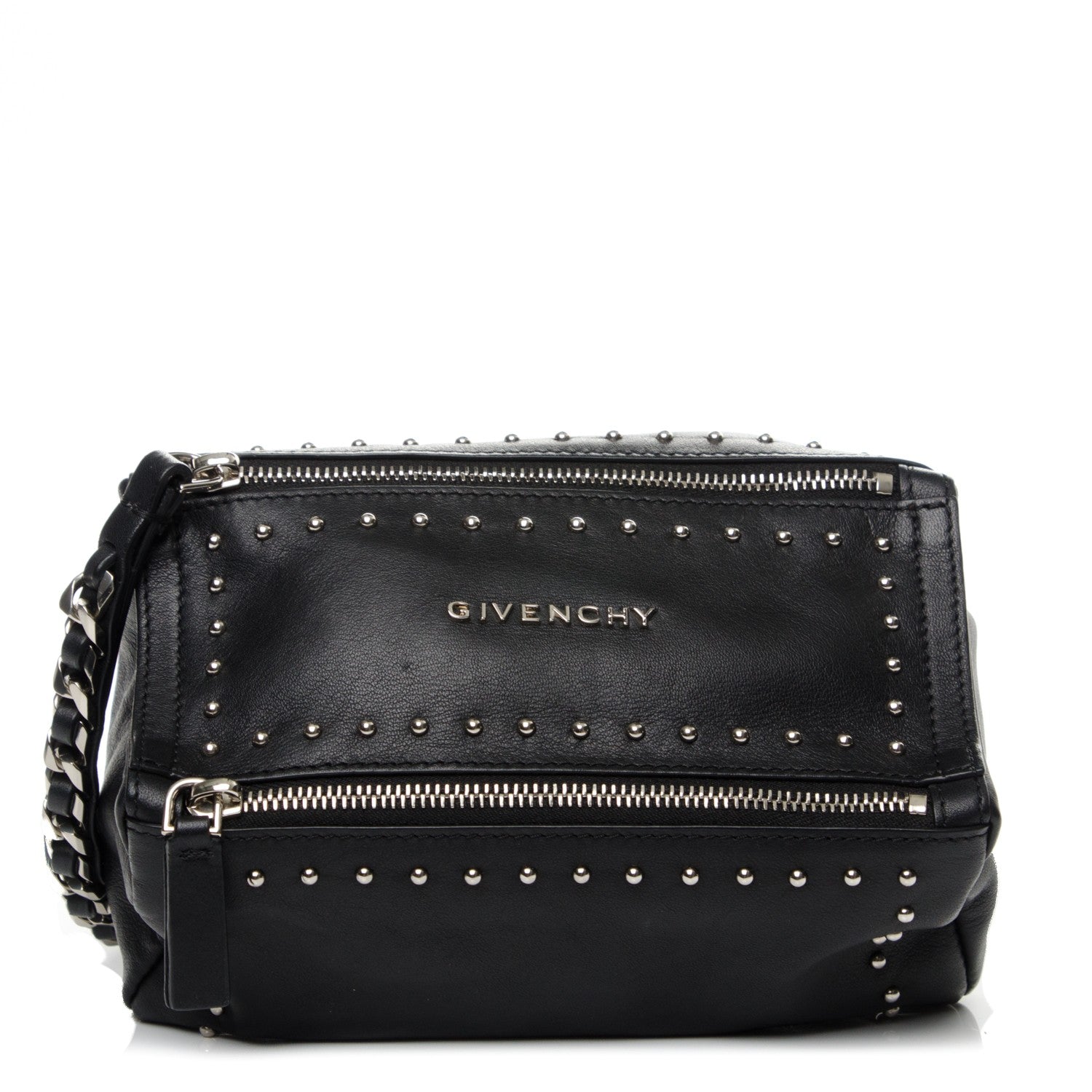 Givenchy Calfskin Studded Pandora Wristlet Black 1 of 7