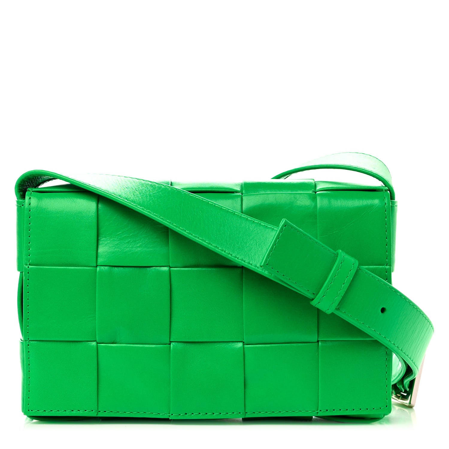Bottega Veneta Paper Calfskin Maxi Intrecciato Small Cassette Crossbody Bag Grass 1 of 9