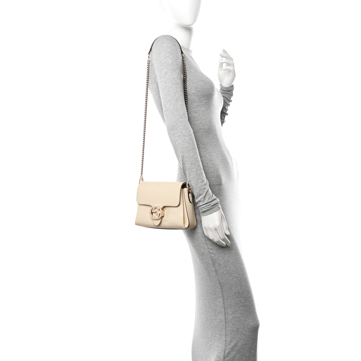 Gucci Dollar Calfskin Interlocking G Crossbody Bag Mystic White 2 of 14