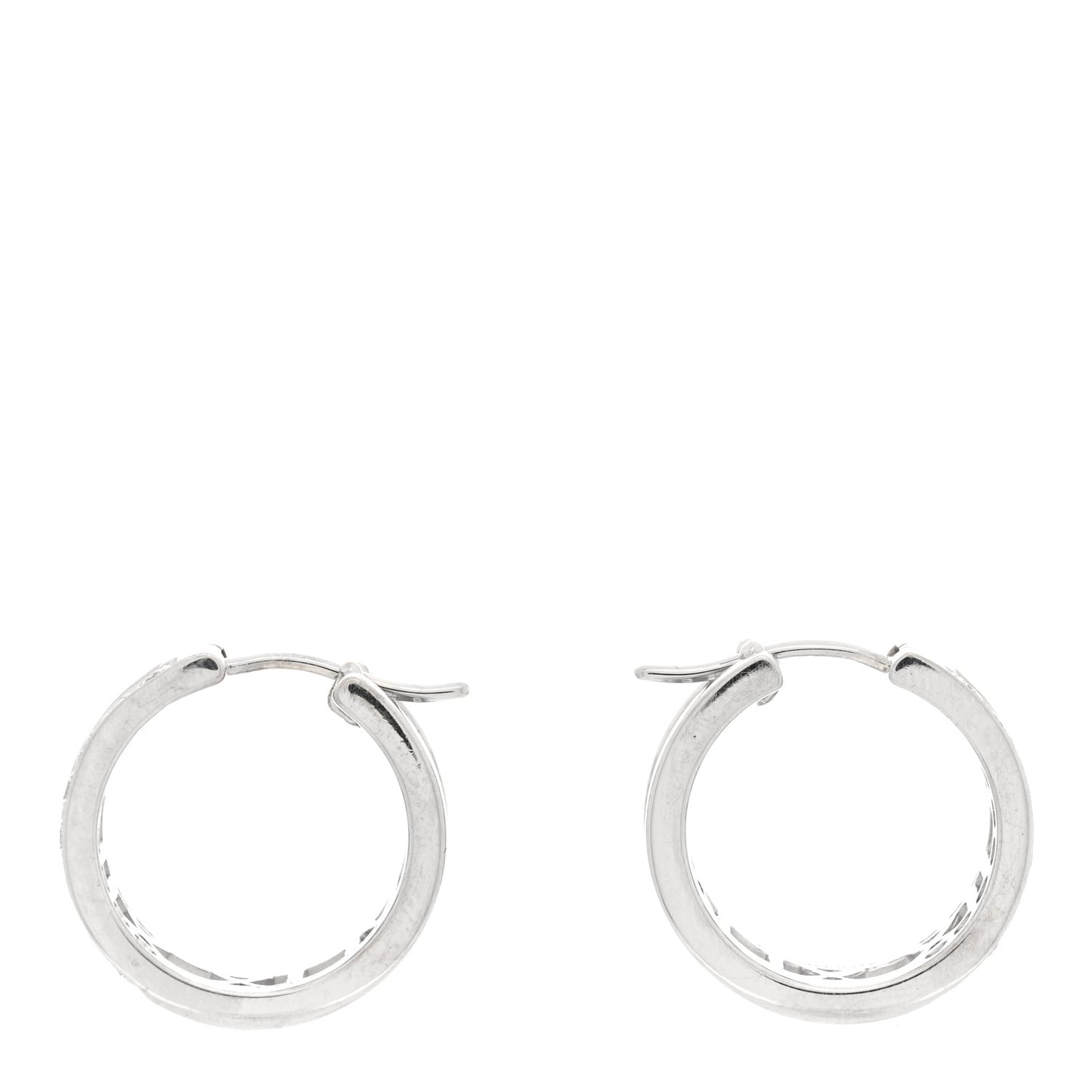18K White Gold Diamond Atlas Open Hoop Earrings