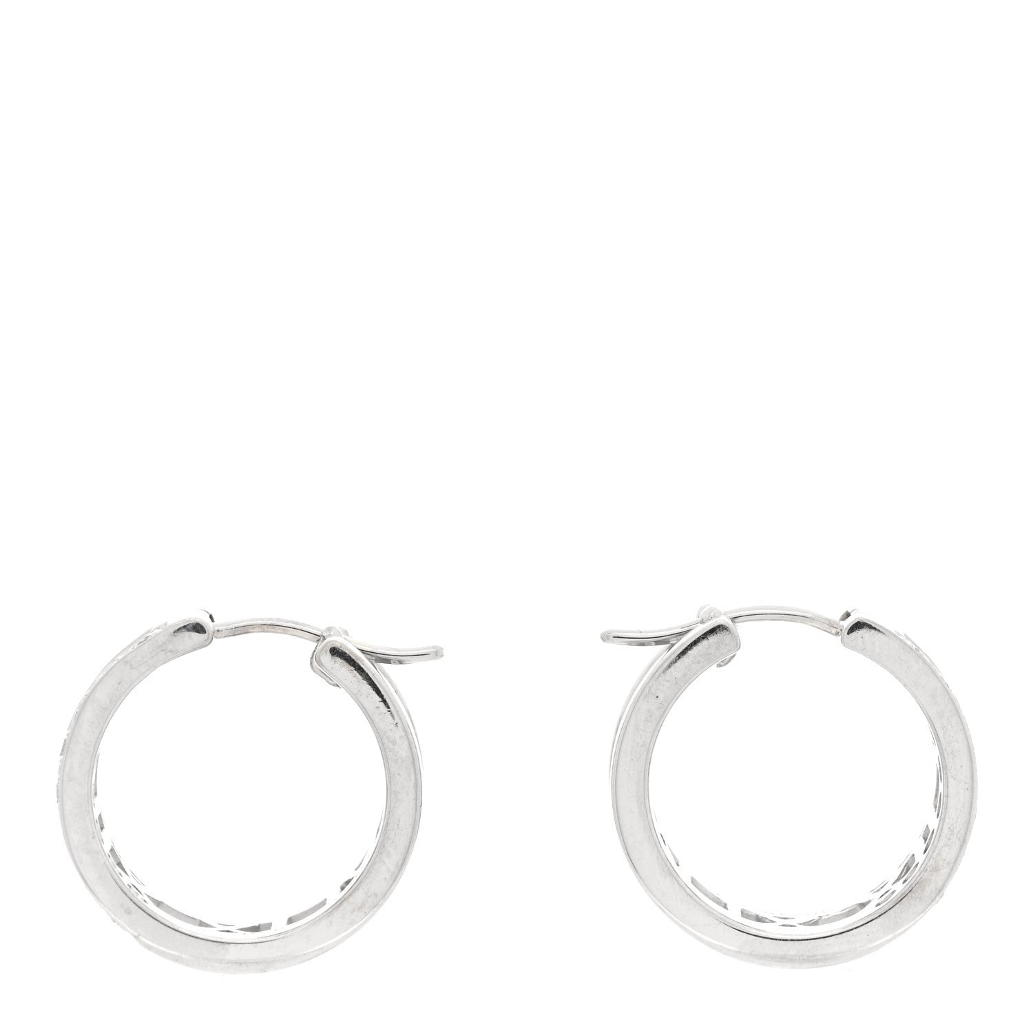 Tiffany 18K White Gold Diamond Atlas Open Hoop Earrings 3 of 4