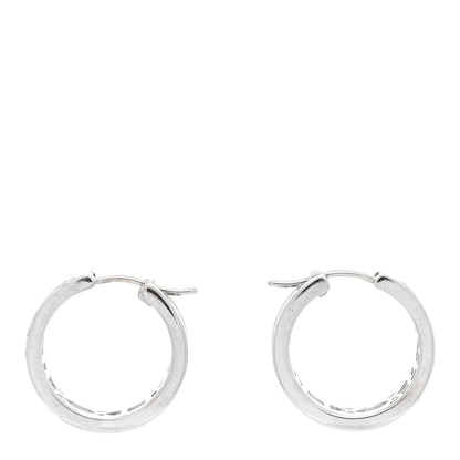 Tiffany 18K White Gold Diamond Atlas Open Hoop Earrings 3 of 4
